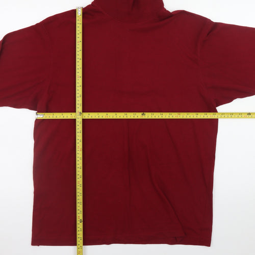 Marks and Spencer Men's Red Roll Neck Cotton Jumper M