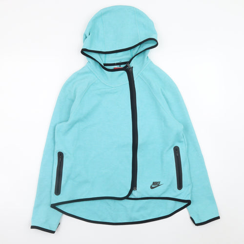 Nike Girls Blue Full Zip Hoodie 12-13 Years Hooded Sweatshirt