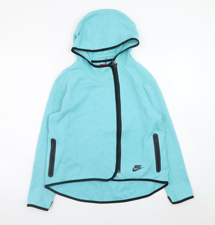 Nike Girls Blue Full Zip Hoodie 12-13 Years Hooded Sweatshirt