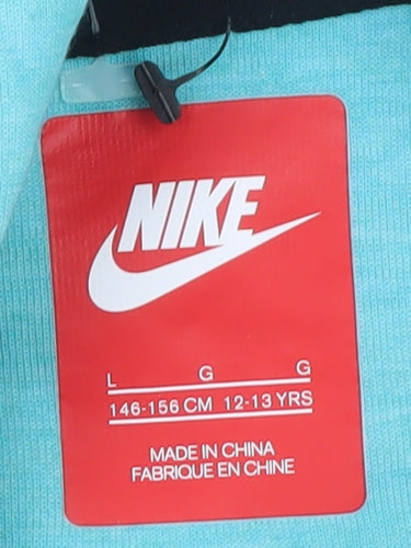 Nike Girls Blue Full Zip Hoodie 12-13 Years Hooded Sweatshirt