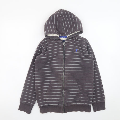 Joules Boys Grey Striped Full Zip Fleece Hoodie 9-10 Years