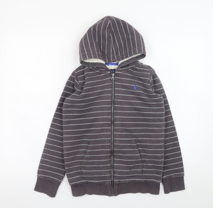 Joules Boys Grey Striped Full Zip Fleece Hoodie 9-10 Years
