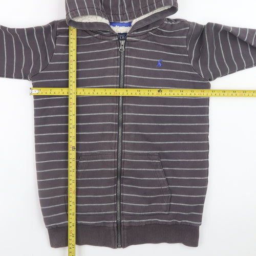 Joules Boys Grey Striped Full Zip Fleece Hoodie 9-10 Years