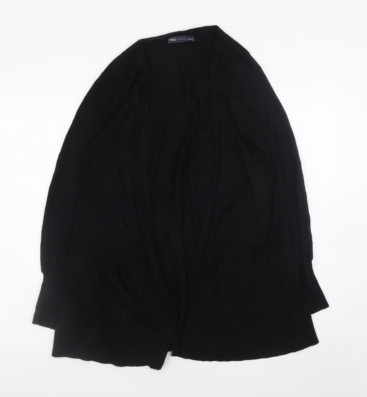 Marks and Spencer Women's Black Medium Open Knit Long Sleeve Cardigan
