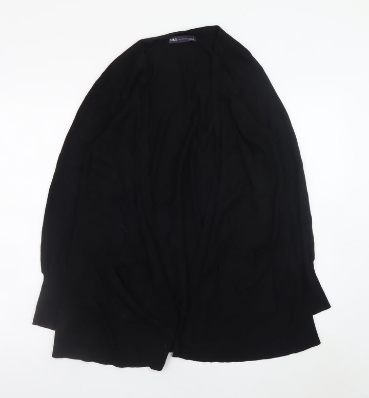 Marks and Spencer Women's Black Medium Open Knit Long Sleeve Cardigan
