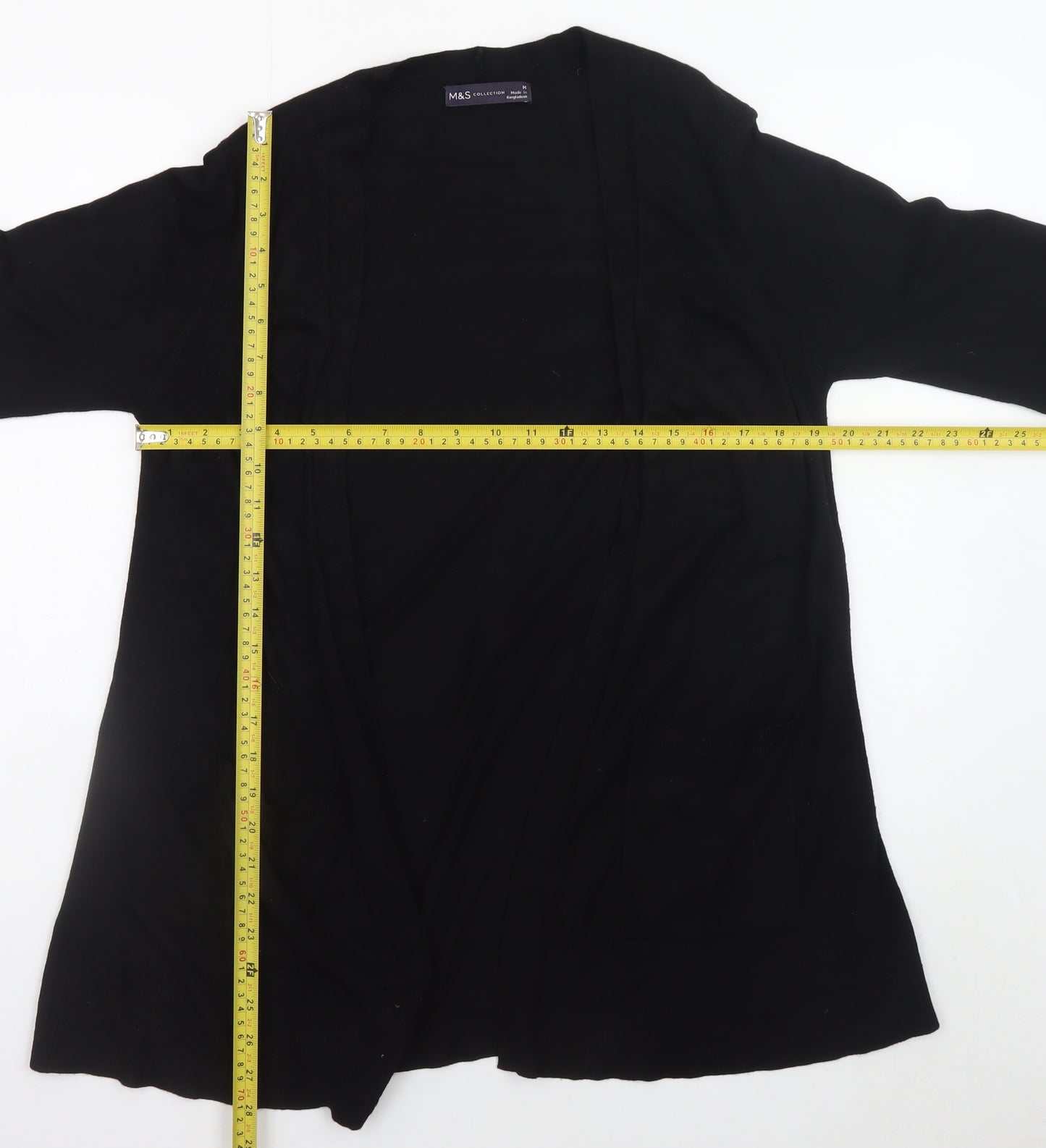 Marks and Spencer Women's Black Medium Open Knit Long Sleeve Cardigan