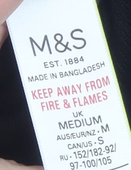 Marks and Spencer Women's Black Medium Open Knit Long Sleeve Cardigan