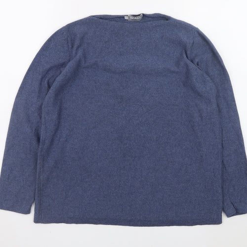WALL Women's Blue Wool Boat Neck Pullover Jumper Size S