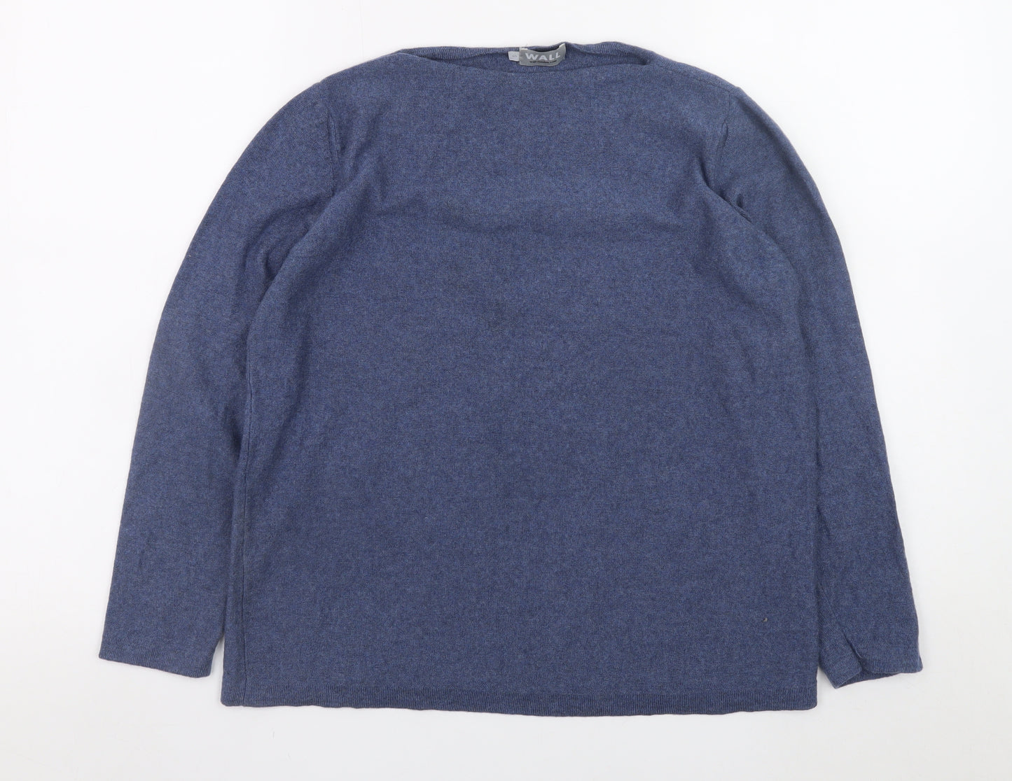 WALL Women's Blue Wool Boat Neck Pullover Jumper Size S