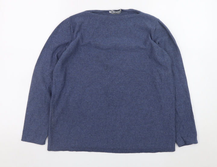 WALL Women's Blue Wool Boat Neck Pullover Jumper Size S