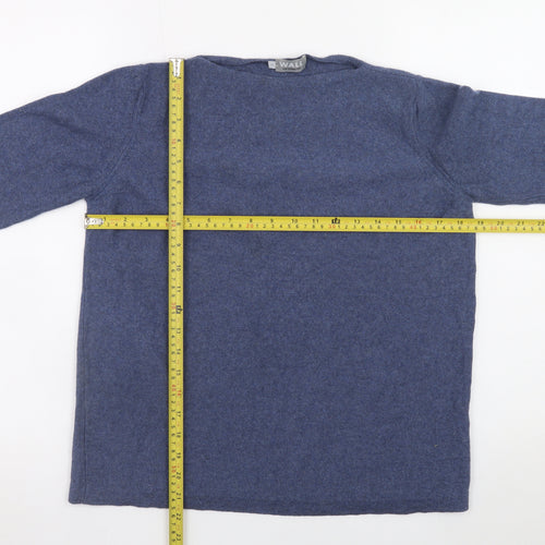 WALL Women's Blue Wool Boat Neck Pullover Jumper Size S