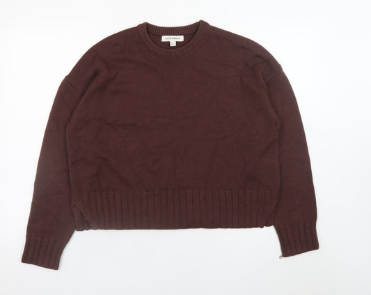 Marks and Spencer Womens Brown Merino Wool Crew Neck Jumper Size 14