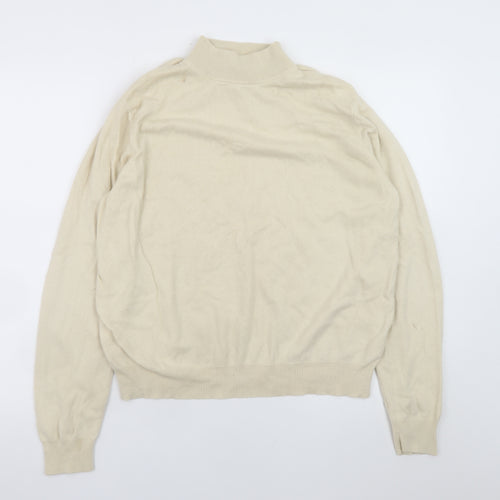 Estheme Women Beige XL Mock Neck Silk Cashmere Pullover Jumper