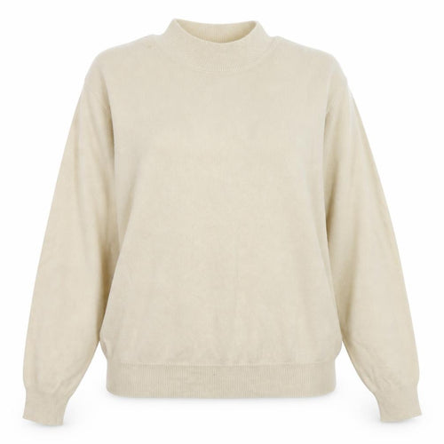 Estheme Women Beige XL Mock Neck Silk Cashmere Pullover Jumper