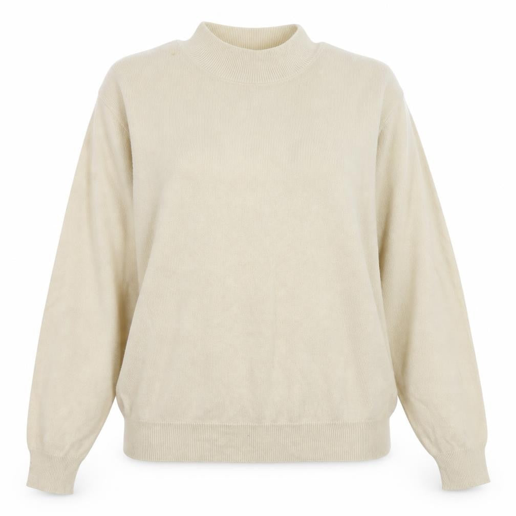 Estheme Women Beige XL Mock Neck Silk Cashmere Pullover Jumper