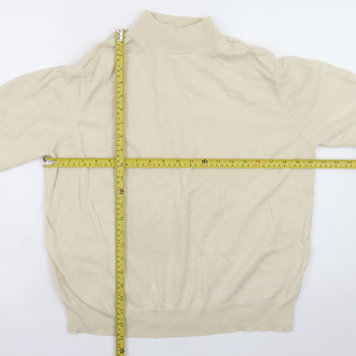 Estheme Women Beige XL Mock Neck Silk Cashmere Pullover Jumper