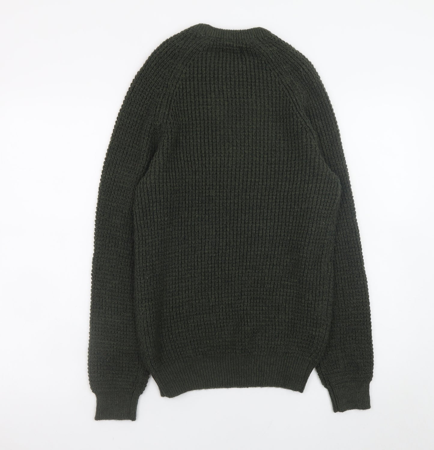 Lincoln Men's Green Chunky Knit Crew Neck Pullover Jumper Size S