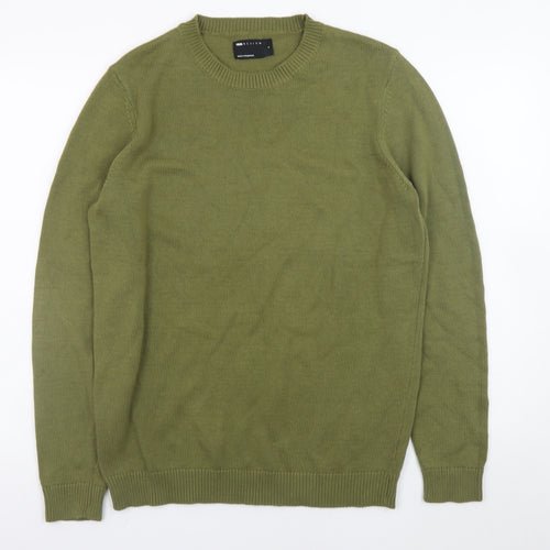 ASOS DESIGN Men's Green Cotton Crew Neck Jumper Size S