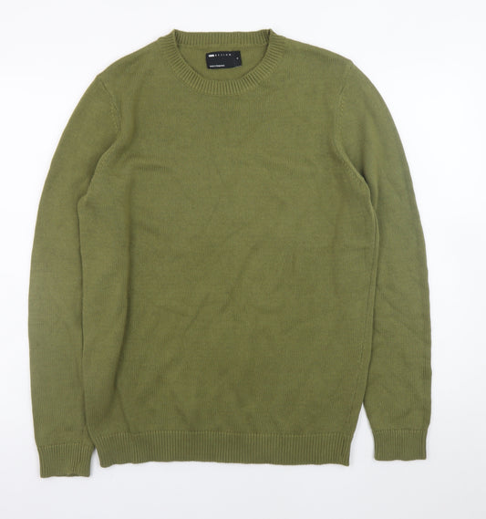 ASOS DESIGN Men's Green Cotton Crew Neck Jumper Size S