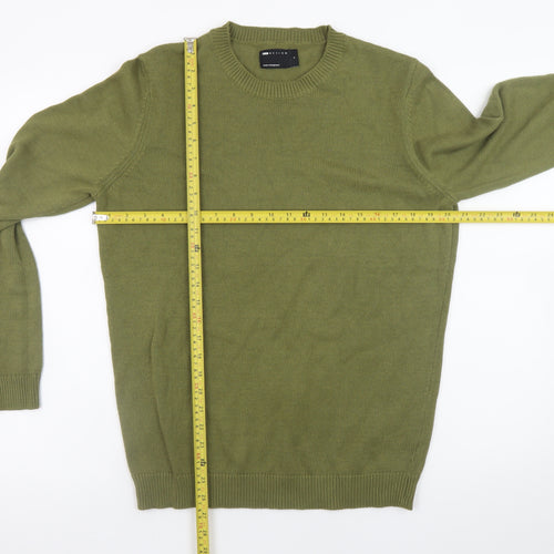 ASOS DESIGN Men's Green Cotton Crew Neck Jumper Size S