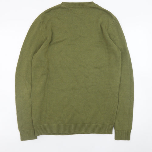 ASOS DESIGN Men's Green Cotton Crew Neck Jumper Size S