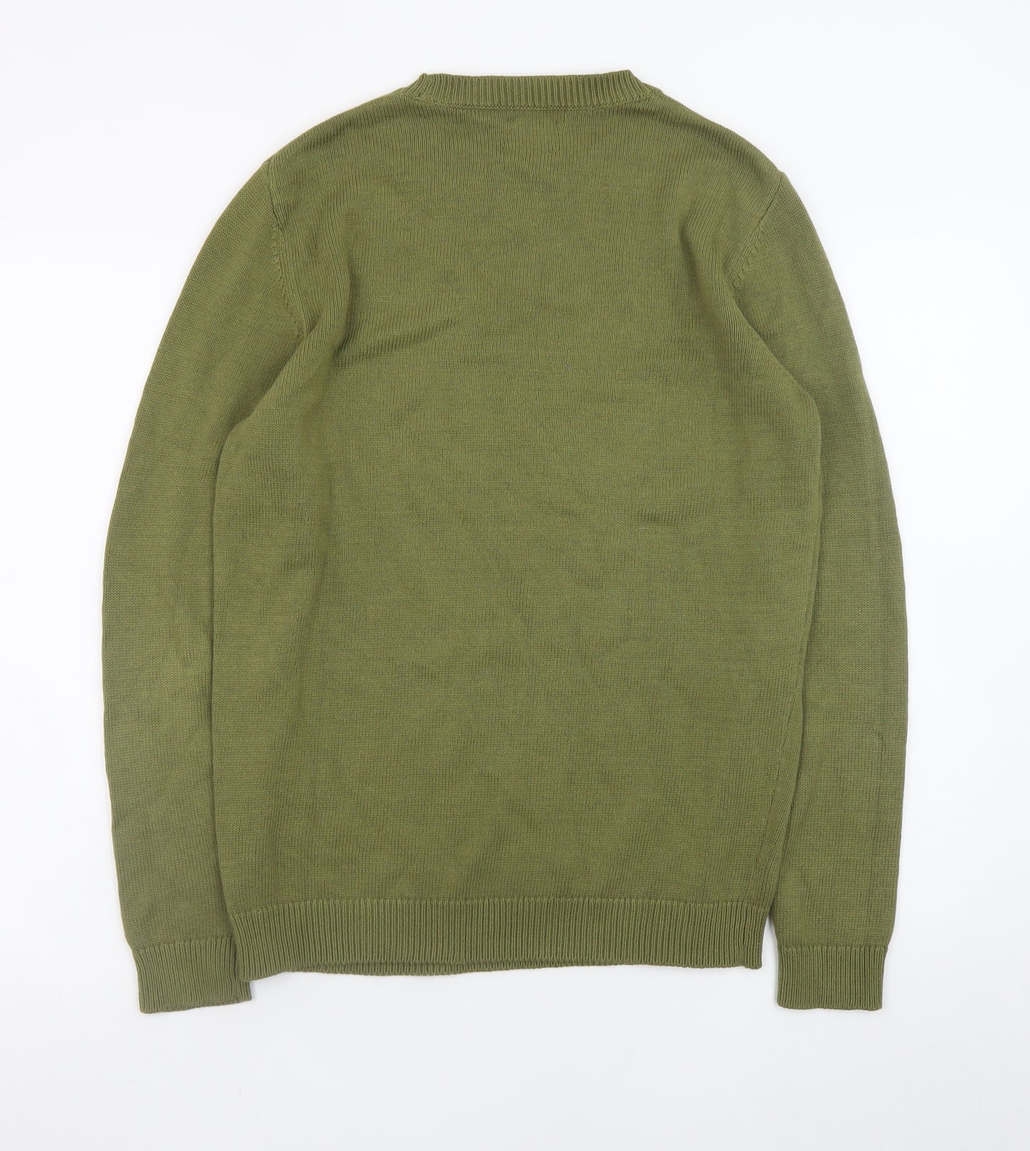 ASOS DESIGN Men's Green Cotton Crew Neck Jumper Size S