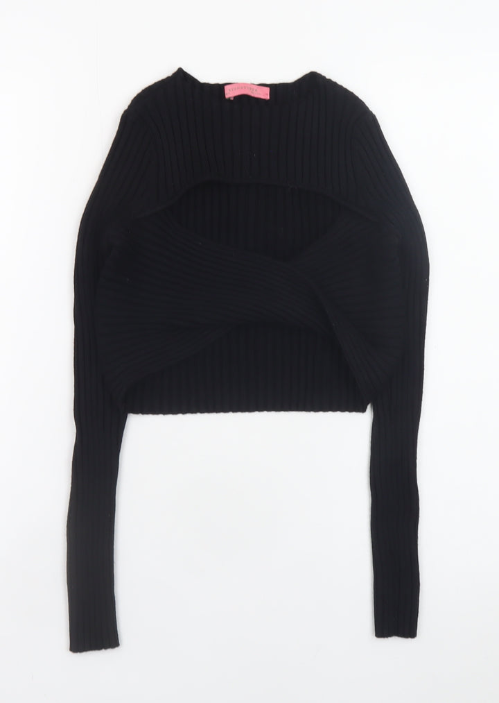 Signature 8 Women's Black Knit Shrug Jumper Size M
