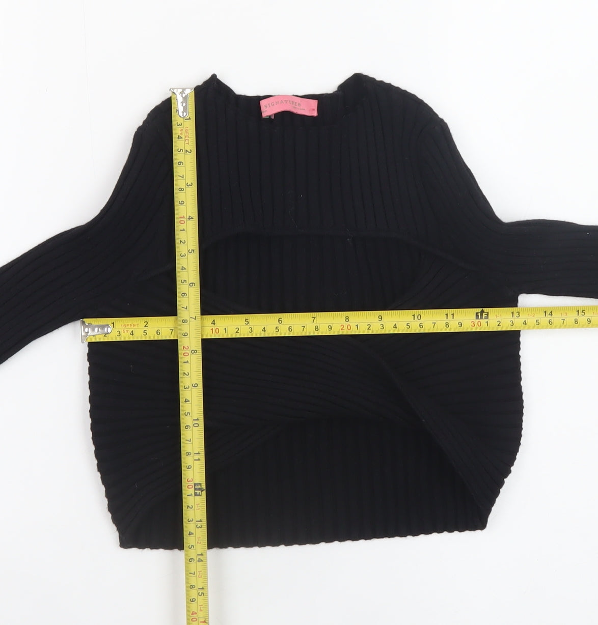Signature 8 Women's Black Knit Shrug Jumper Size M