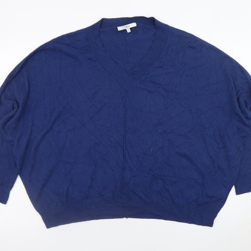 Next Women’s Blue V-Neck Relaxed Pullover Jumper Size L