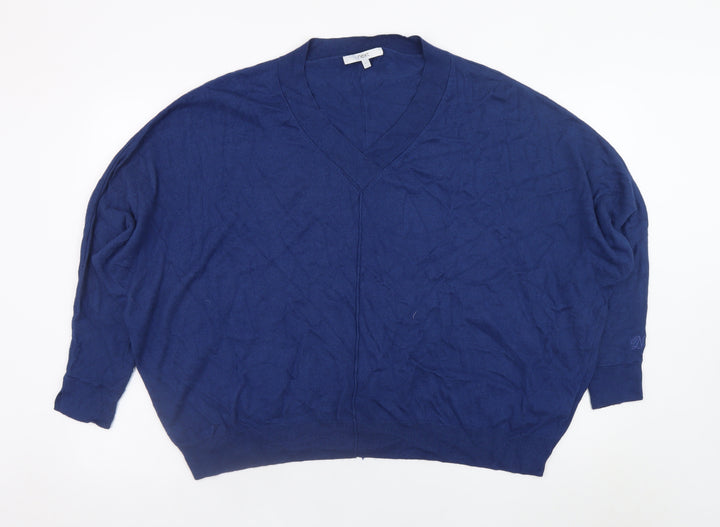 Next Women’s Blue V-Neck Relaxed Pullover Jumper Size L