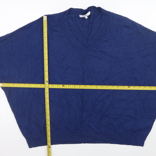 Next Women’s Blue V-Neck Relaxed Pullover Jumper Size L