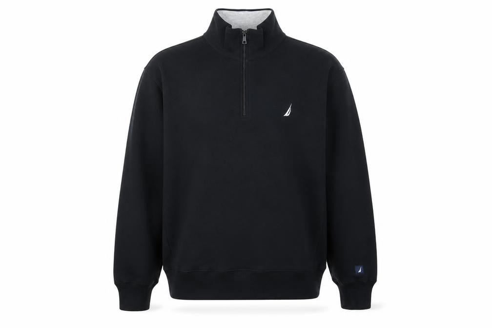 Front view of Nautica Men’s Black XL 1/4 Zip Pullover Sweatshirt