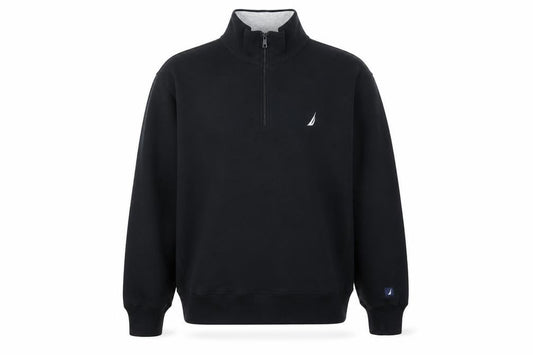 Front view of Nautica Men’s Black XL 1/4 Zip Pullover Sweatshirt
