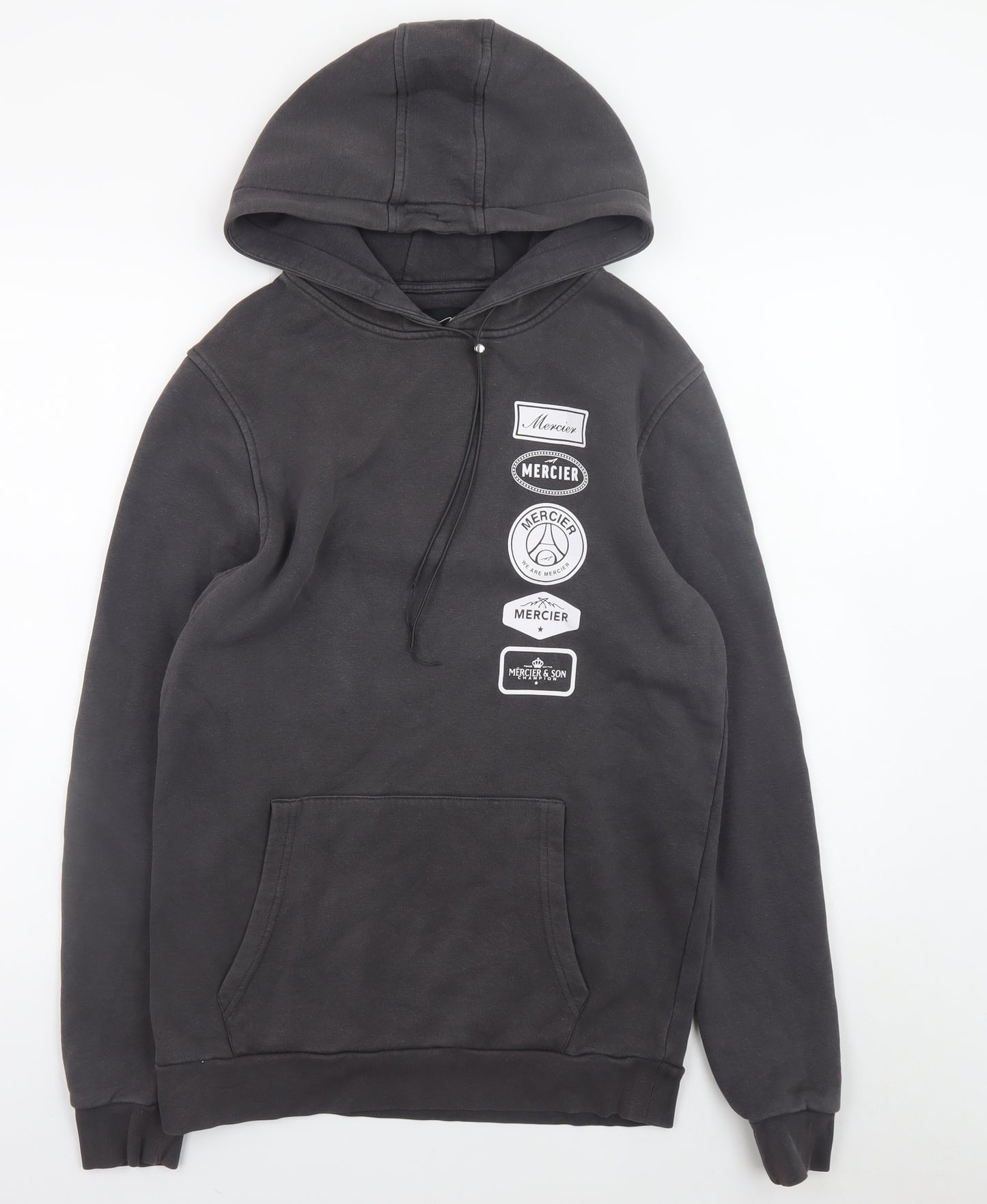 Mercier Men's Black Pullover Hoodie S Graphic Logo Streetwear