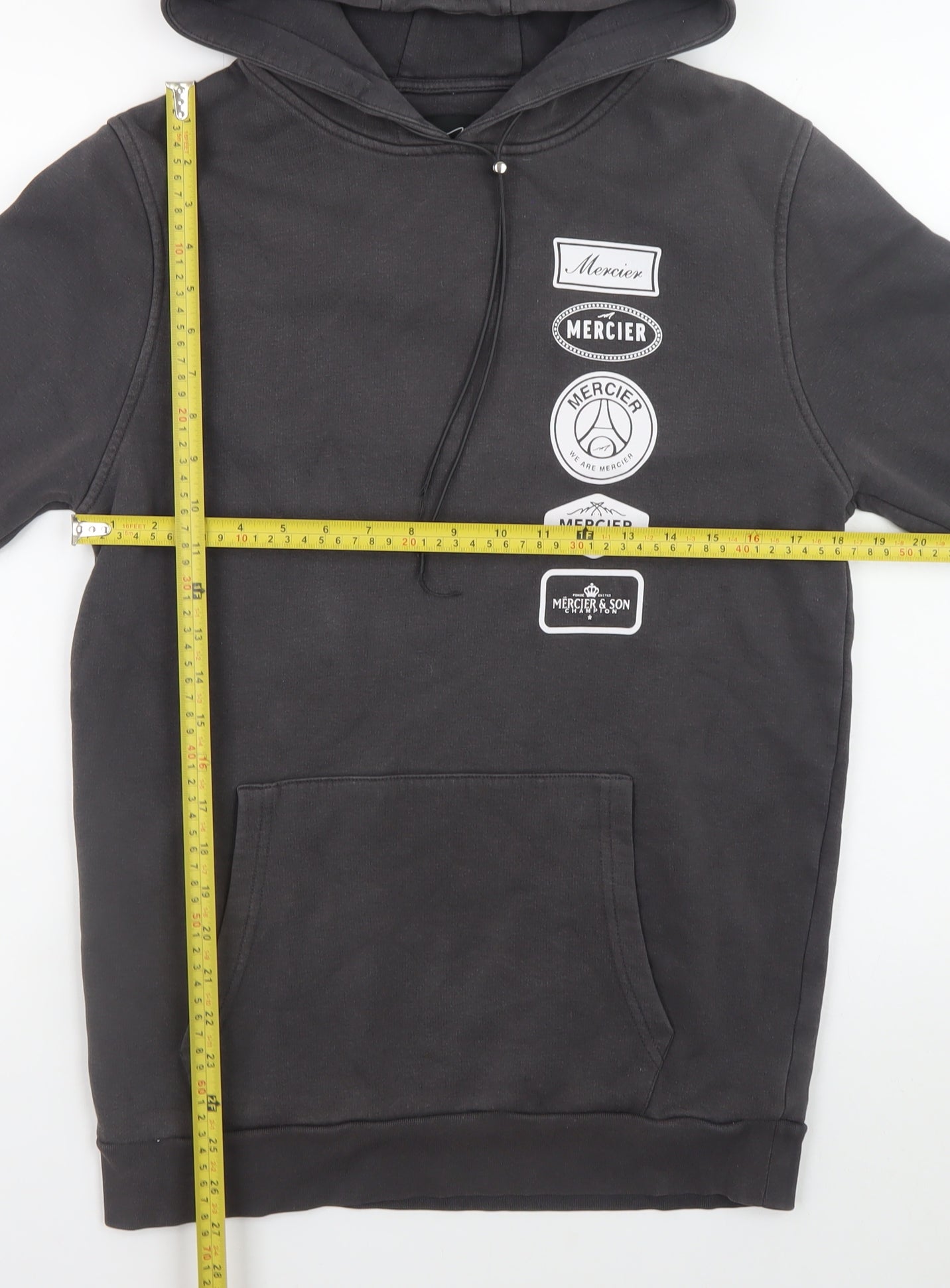 Mercier Men's Black Pullover Hoodie S Graphic Logo Streetwear