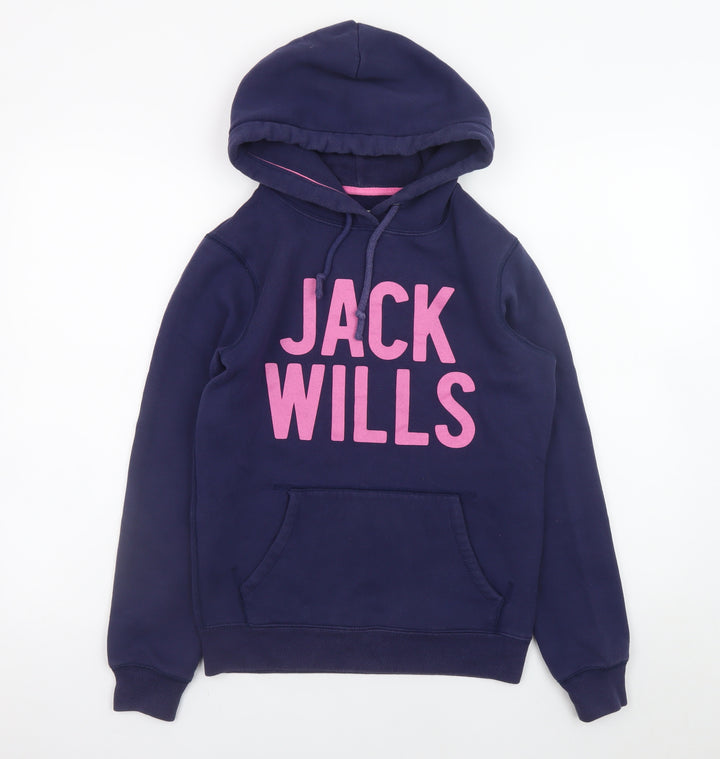 Jack Wills Womens Navy Blue Pullover Hoodie Size 8
