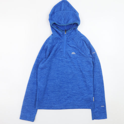 Trespass Boys Blue 9-10 Years 1/2 Zip Hooded Pullover Sweatshirt