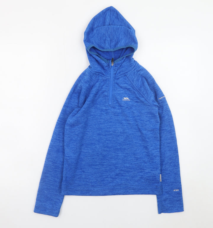 Trespass Boys Blue 9-10 Years 1/2 Zip Hooded Pullover Sweatshirt