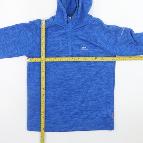Trespass Boys Blue 9-10 Years 1/2 Zip Hooded Pullover Sweatshirt