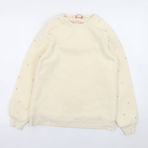 Mauvette Womens Beige Embellished Pullover Sweatshirt UK 8
