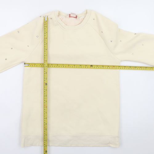 Mauvette Womens Beige Embellished Pullover Sweatshirt UK 8