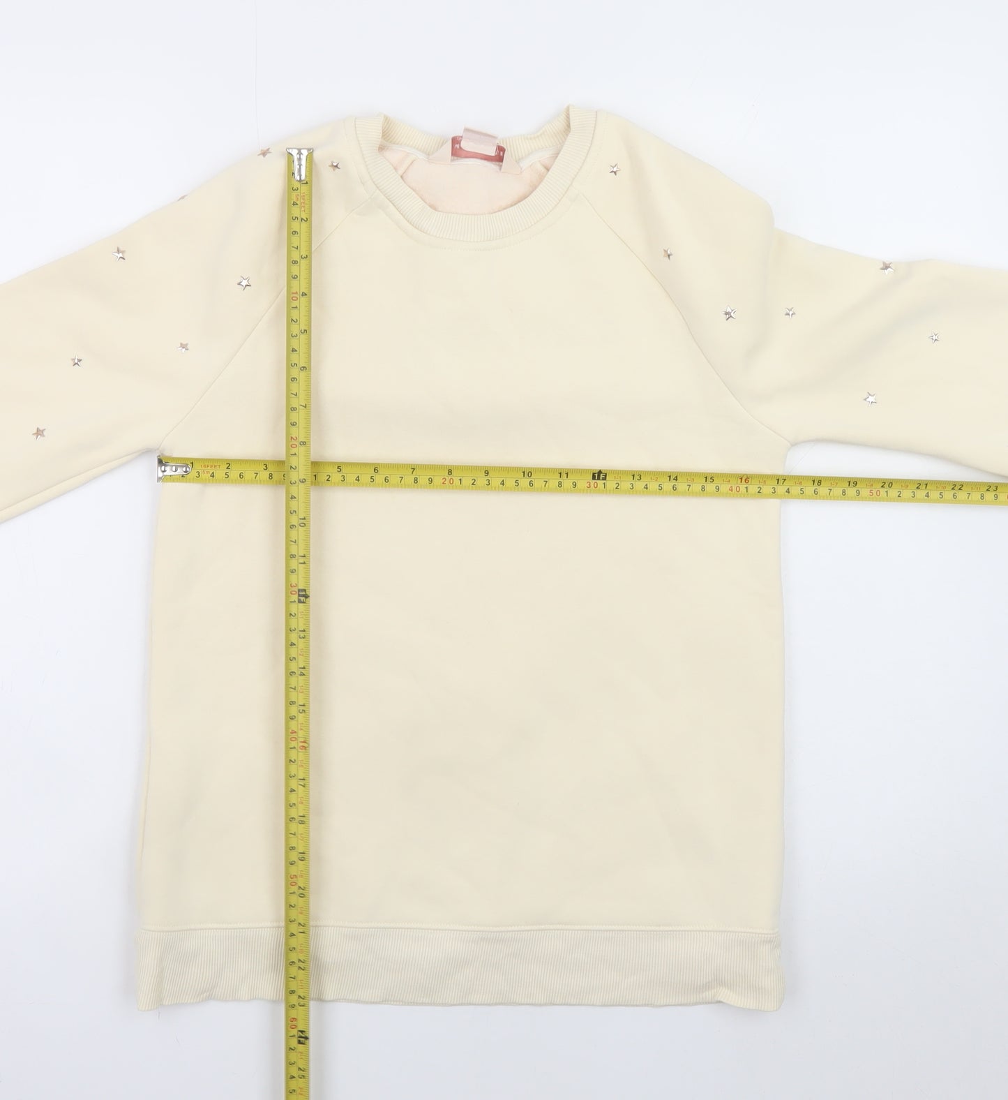 Mauvette Womens Beige Embellished Pullover Sweatshirt UK 8