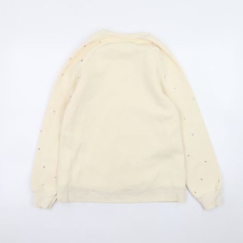 Mauvette Womens Beige Embellished Pullover Sweatshirt UK 8