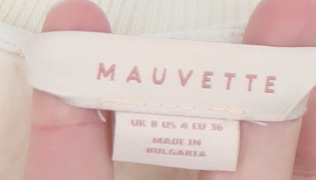 Mauvette Womens Beige Embellished Pullover Sweatshirt UK 8