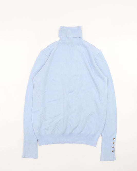 ZARA Womens Blue Roll Neck Long Sleeve Pullover Jumper Size 12