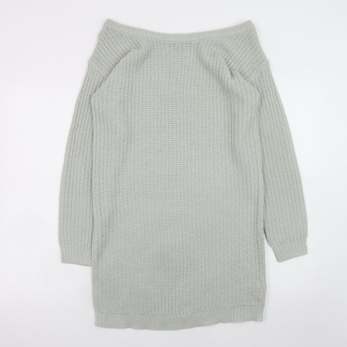 Missguided Women’s Grey Knit Jumper Dress UK 6 Long Sleeve
