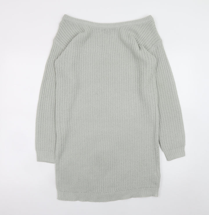 Missguided Women’s Grey Knit Jumper Dress UK 6 Long Sleeve