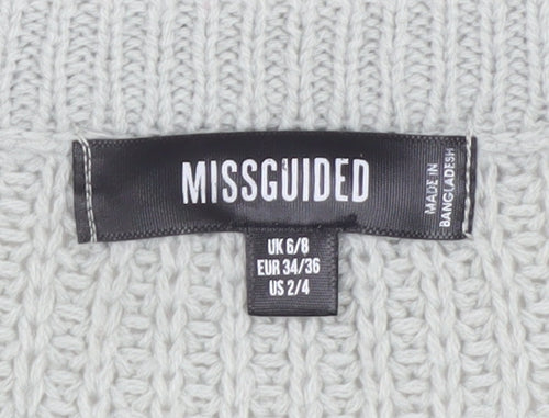 Missguided Women’s Grey Knit Jumper Dress UK 6 Long Sleeve