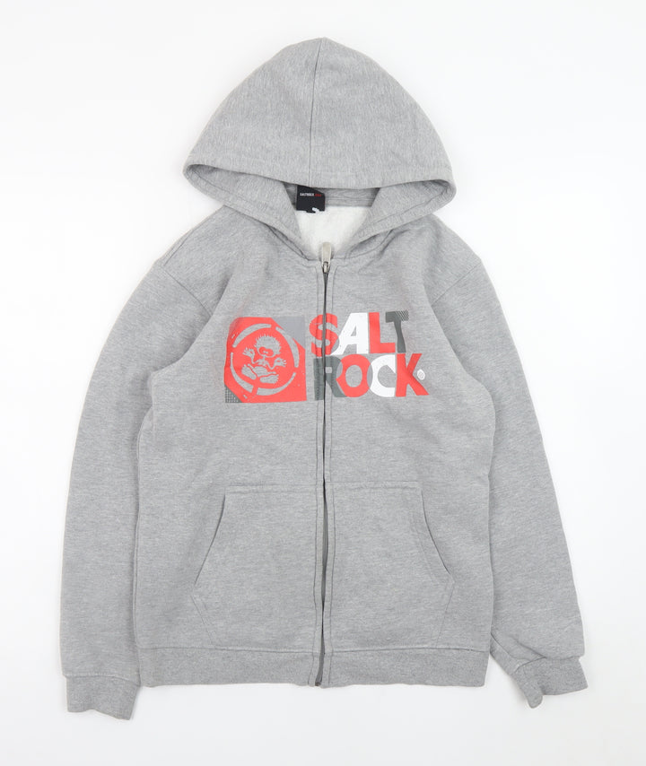 Saltrock Grey Full Zip Hoodie Teens Size 12 Slim Fleece Lined