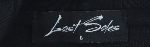 Lost Soles Men's Black Pullover Hoodie L Graphic Football Design
